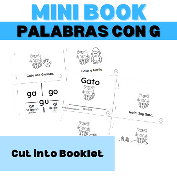 Preview of Mini Spanish Book - Ga, Go, Gu Printable PDF