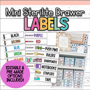 Preview of Mini Sterilite Marker & Crayon Drawer Labels For Classroom Organization