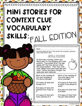 Preview of Mini Stories for Context Clue Vocabulary Skills: Fall Edition