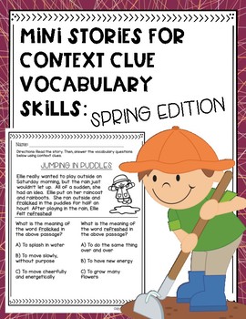 Preview of Mini Stories for Context Clue Vocabulary Skills: Spring Edition
