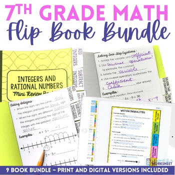 Preview of Mini Tabbed Flip Book Bundle | 7th Grade Math Notes