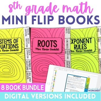 Preview of 8th Grade Math Mini Flip Book Bundle | Hands-On Review & Note-Taking Tool