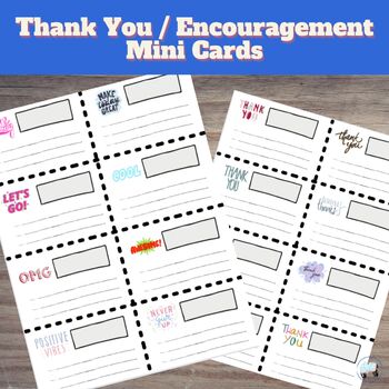 Preview of Mini Thank You / Encouragement Cards to Support - SPED, 504, Autistic - Learners