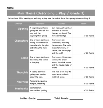 thesis play characteristics