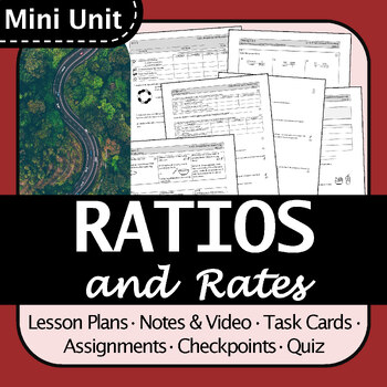 Preview of Mini Unit: Rates and Ratios | No Prep, Well organized, Differentiated