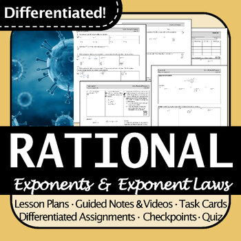 Preview of BC Math 10 Mini unit Rational Exponents, Exponent Laws | Engaging Differentiated