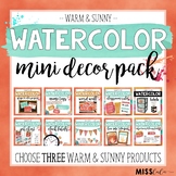 Mini Watercolor Classroom Decor Bundle - Warm & Sunny Watercolor