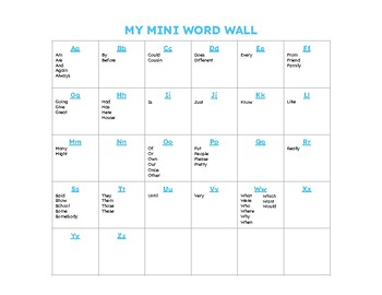 Preview of Mini Word Wall