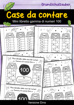 Preview of Mini quaderno delle case dei numeri fino al numero 100 - versione Dino (italiano