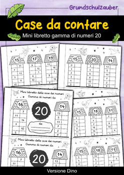 Preview of Mini quaderno delle case dei numeri fino al numero 20 - versione Dino (italiano)