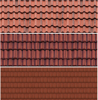 Preview of 3 pcs and 3 Scales Miniature Seamless Clay Red Roof Tile Printable Instant Downl
