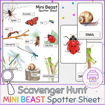 Preview of Minibeasts,Bugs,Insect Spotter Sheet | Spring and Summer Scavenger Hunt
