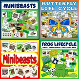 Minibeasts, Butterfly Life Cycle, Frog Life Cycle Bundle (