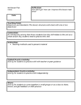 Minilesson Graphic Organizer by JL Marshall | TPT