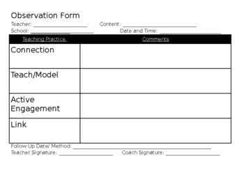 Preview of Minilesson Observation Form