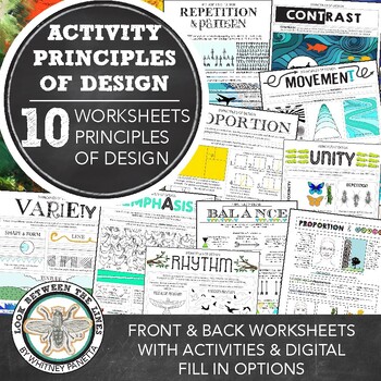 Preview of Art Principles of Design Worksheet, Activity Art Sub Plan Review Elements of Art