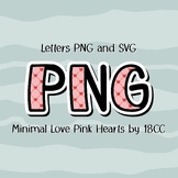 Minimal Love Pink Hearts Letters ‪PNG‬ SVG
