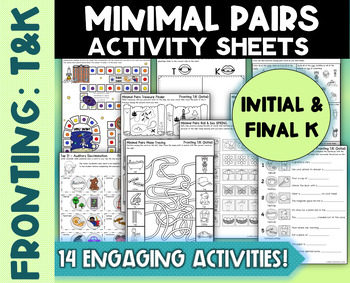 Preview of Minimal Pairs Activity Sheets for Fronting/Backing /t/ vs /k/