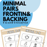 Minimal Pairs Fronting and Backing T-K and D-G Worksheets