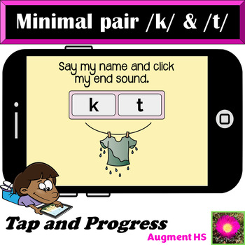 Preview of Minimal Pairs K T final Boom Cards™ End sounds T and K