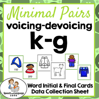 Preview of Minimal Pairs - Voicing - k-g - word initial & word final - speech therapy