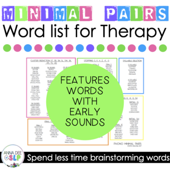 Preview of Minimal Pairs Word List for Phonological Processes for Speech Therapy
