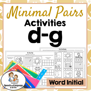 Preview of Minimal Pairs homework activities - d-g - fronting word initial - speech therapy