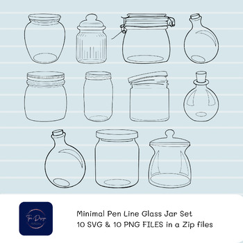 Preview of Minimal Pen Line Glass Jar Set