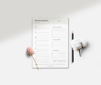 Preview of Minimal Weekly Planner Printable & Digital - Single Sheet