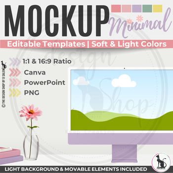 Preview of Minimal and Simple Scenes Editable Canva and PowerPoint Templates Spring Mockups