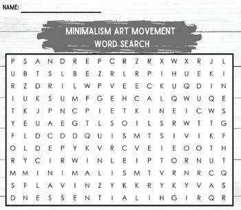 Preview of Minimalism Art Word Search