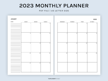 Minimalist 2023 Printable Monthly Planner by TurtleBerry Studio | TPT