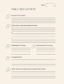 Preview of Minimalist Beige Aesthetic Daily Reflection Planner: Cultivate Your Mindfulness