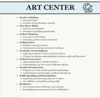 Preview of Minimalist Classroom Center Labels with Descriptions