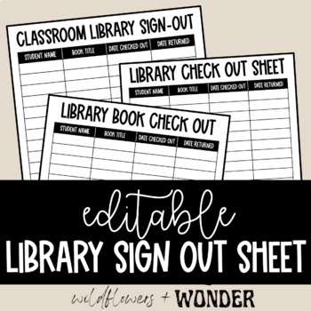 Preview of Minimalist Classroom Library Book Check-Out Sheet Template