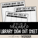Minimalist Classroom Library Book Check-Out Sheet Template