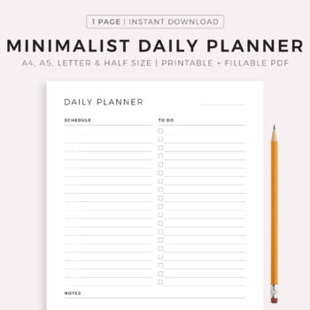 Fillable PDF Editable Digital Planner with Notepad A4 US Letter Goal Planning Printable Worksheet Weekly To Do List Planner with notes