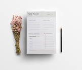 Minimalist Daily Planner Printable, Daily Task List Single Sheet