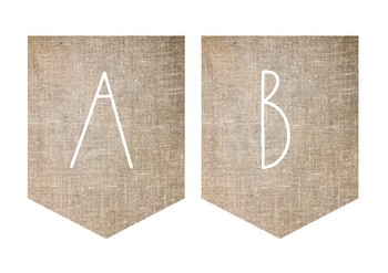 Minimalist Design Burlap/Hessian Alphabet Bunting by Miss Emily Teach