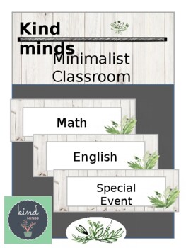 Preview of Kind Minds EDITABLE Minimalist Nature Theme Classroom Visual Schedule