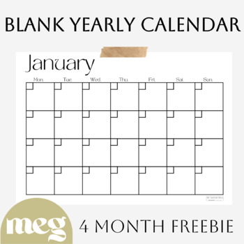 Preview of Minimalist Printable 2023 Calendar | Monthly Sunday Start Calendar | 4 MONTHS