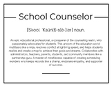 Minimalist School Counselor Definition and Gift Sign
