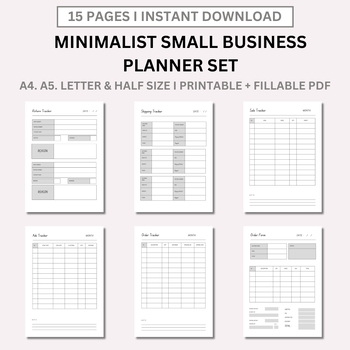 Preview of Minimalist Small Business Planner Set - Ultimate Productivity (2 SIZES: A4 & A5)