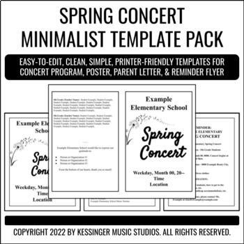 Preview of Minimalist Spring Concert Program Template Pack | Printer and Copy-Friendly