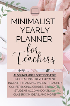 Preview of Minimalist Teacher Daily/Weekly/Monthly Planner Book - Editable & Customizable!