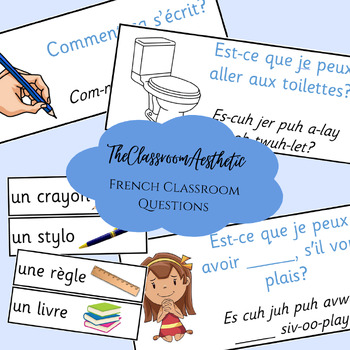 Preview of Minimalist Theme - French Classroom Talk Prompts (Display)