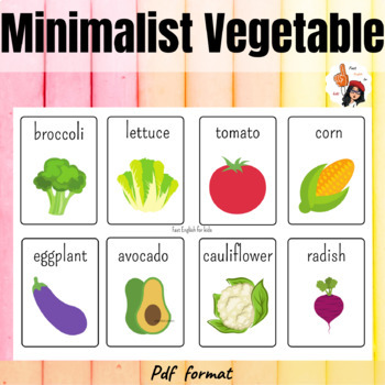 Preview of Minimalist Vegetable flashcards { ESL}