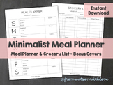 Minimalist Weekly Meal Planner | Grocery List | Bonus Cover Pages