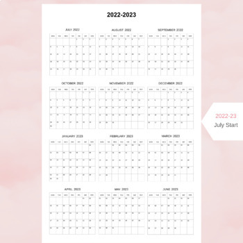 Minimalist academic calendar 2022-2023 pdf, poster size, Sunday or ...