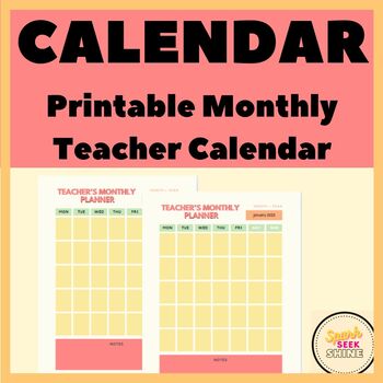 Preview of Minimalistic Monthly Teacher Planner/Calendar 2023